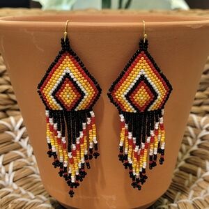 Southwest Seed Bead Fringe Earrings New